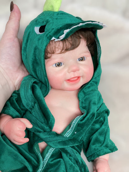 15 Inch Lovely Reborn Doll Full Solid Silicone Top Quality Baby With Lifelike Hand Rooted Hair For Birthday Surprise