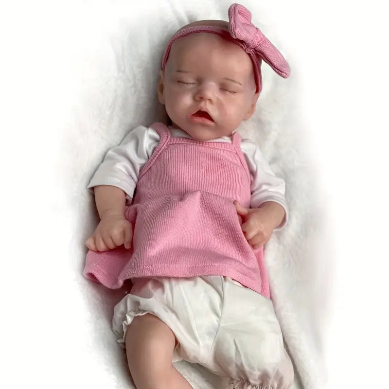 18"Painted Girl Twins A Reborn Dolls Full Soft Solid Silicone Finished Realistic Sleeping Newborn Baby Dolls Boneca Reborn Corpo De Silicone