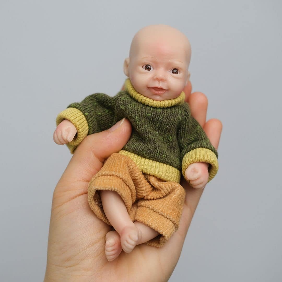 Lovely 6 Inch Palm Newborn Babies Full Body Silicone Boys Reborn Dolls Bebe Reborn Corpo De Silicone Yellow