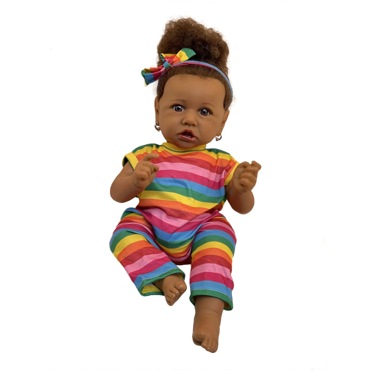 50cm African Saskia Bebe Reborn With Rooted Hair Handmade Soft Touch Feeling With 3D Painted Skin Lifelike Real Newborn Doll