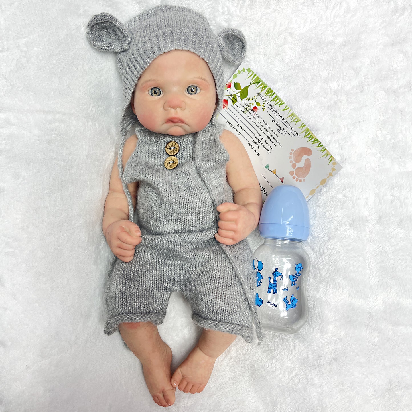 16 inch Full Body Soft Solid Silicone Bebe Reborn Boy 3D Painted Handmade Newborn Doll Boneca Reborn - Reborn With Love Baby Dolls Store