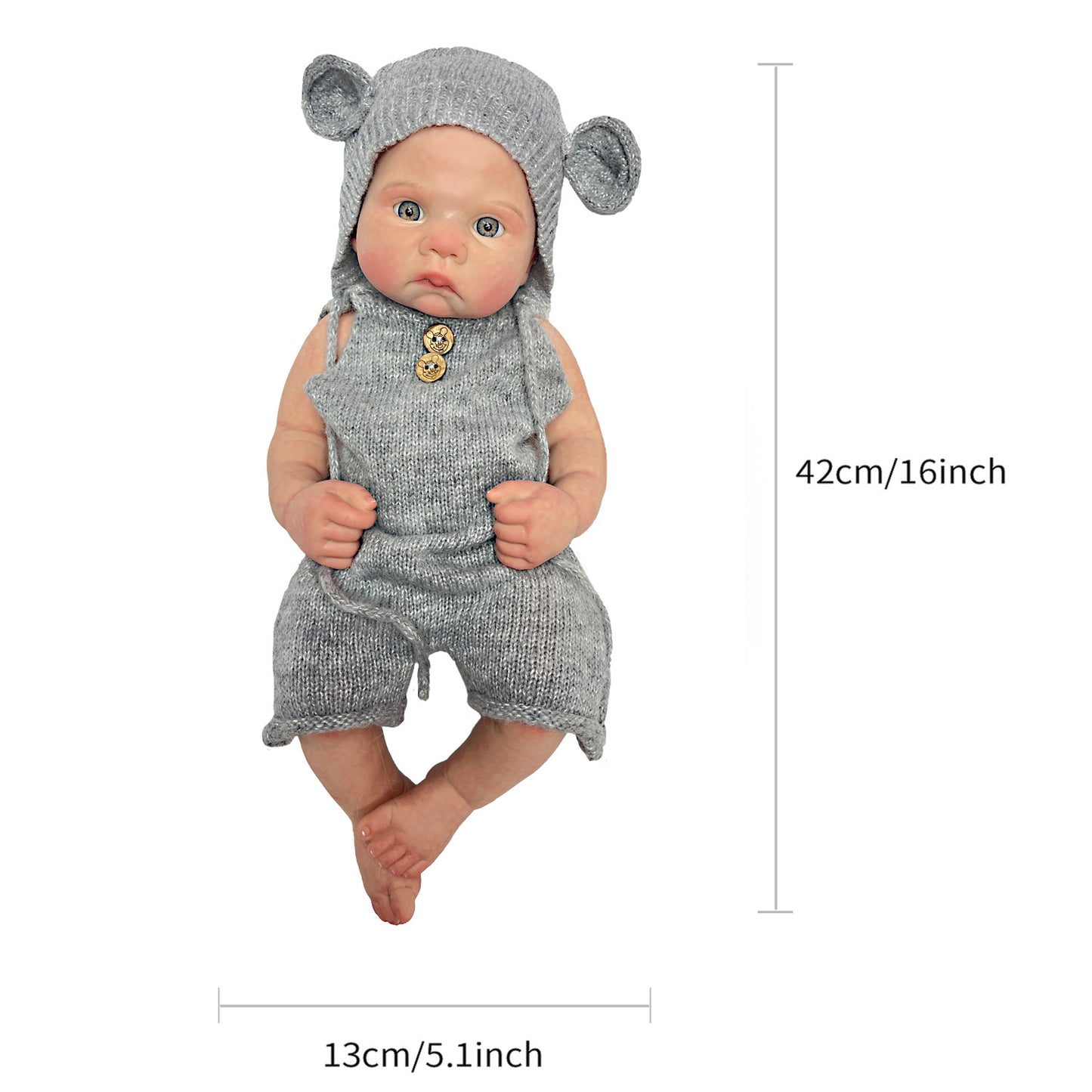 16 inch Full Body Soft Solid Silicone Bebe Reborn Boy 3D Painted Handmade Newborn Doll Boneca Reborn - Reborn With Love Baby Dolls Store