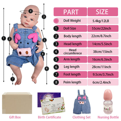 22 Inch Full Body Silicone Reborn Doll Handmade Soft Silicone Realistic - Reborn With Love Baby Dolls Store