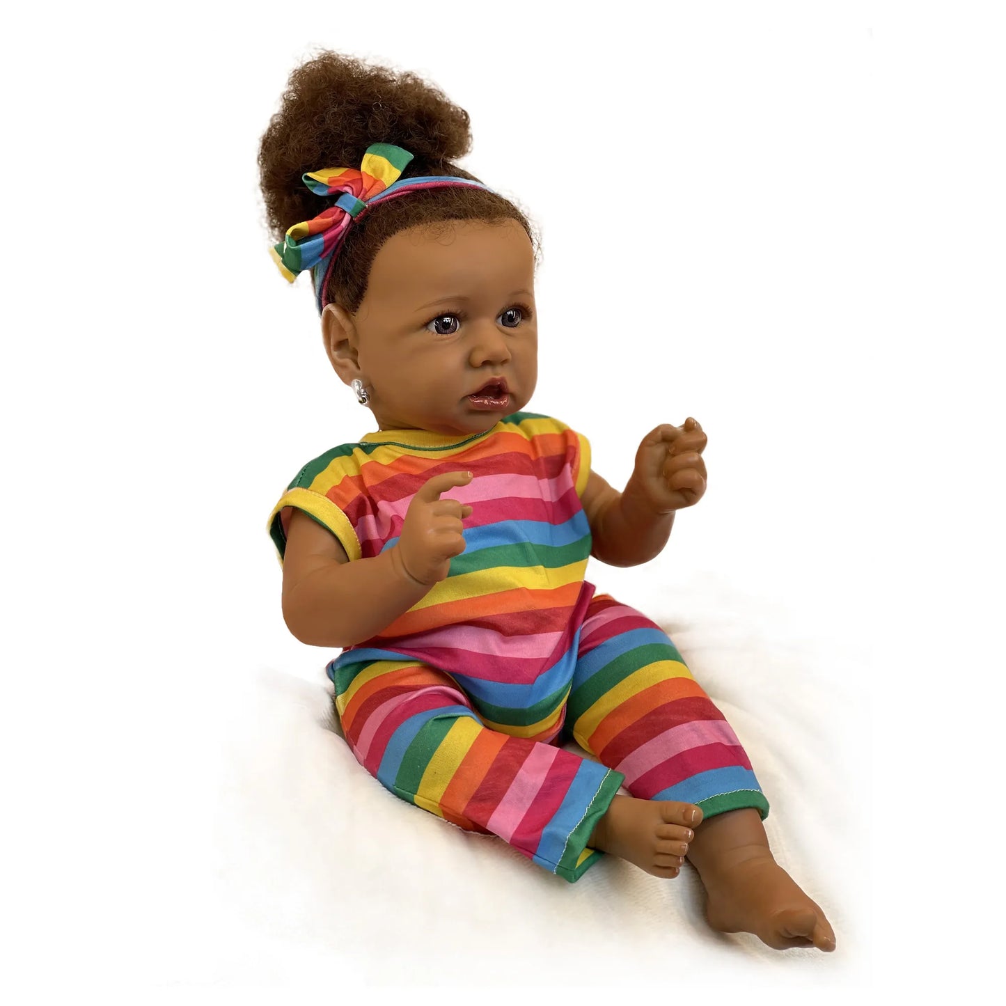 50cm African Saskia Bebe Reborn With Rooted Hair Handmade Soft Touch Feeling With 3D Painted Skin Lifelike Real Newborn Doll