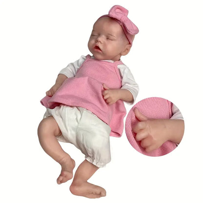 18"Painted Girl Twins A Reborn Dolls Full Soft Solid Silicone Finished Realistic Sleeping Newborn Baby Dolls Boneca Reborn Corpo De Silicone