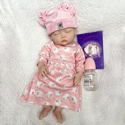 18inch Sleeping Girl Silicone Reborn Dolls Full Body Soft Solid Silicone Bebe Reborn Doll Artist Painting Baby Dolls For Family's Gift