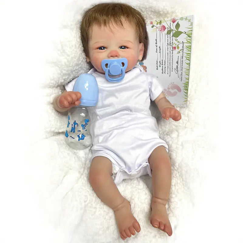 42cm/16.54inch Oil Painted Reborn Baby With Rooted Hair Handmade Soft Touch Feeling Reborn Doll