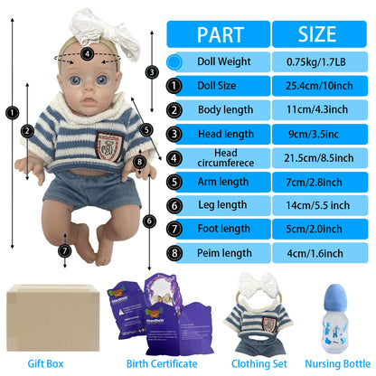 Boy 25CM Reborn Dolls Full Body Solid Silicone Handmade Painted Reborn Baby Doll - Reborn With Love Baby Dolls Store