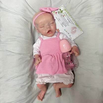 18"Painted Girl Twins A Reborn Dolls Full Soft Solid Silicone Finished Realistic Sleeping Newborn Baby Dolls Boneca Reborn Corpo De Silicone