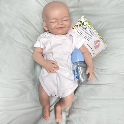 18 Inch/45cm Soft Silicone Reborn Doll - Perfect Gift for Kids: Smile Boy All Silicone Dolls with Genesis Oil Painted Newborn Baby Dolls