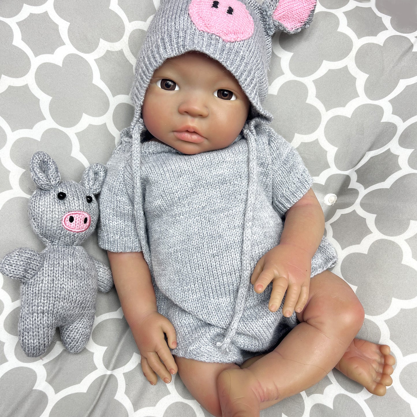 45cm/18Inch Dark Skin Solid Silicone Reborn Girl With Artist Oil Painted Skin, Whole Body Soft Platinum Silicone Newborn Baby Doll Can Bath, Reborn Doll Toy