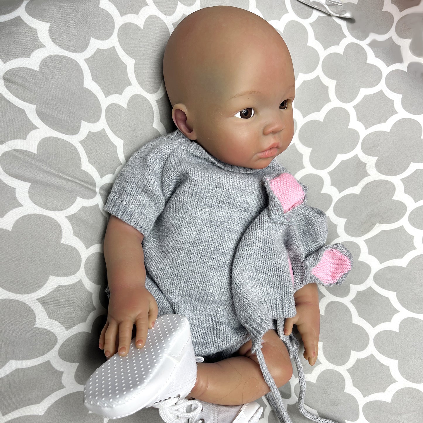 45cm/18Inch Dark Skin Solid Silicone Reborn Girl With Artist Oil Painted Skin, Whole Body Soft Platinum Silicone Newborn Baby Doll Can Bath, Reborn Doll Toy