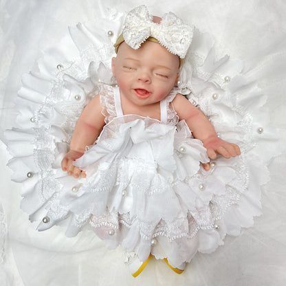 Girl 25CM Reborn Dolls Full Body Solid Silicone Handmade Painted Reborn Baby Doll