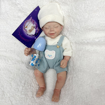 42cm April Whole Body Solid Silicone Bebe Reborn Boy With Rooted Hair Lifelike Reborn Doll Boneca Reborn Corpo De Silicone Doll - Reborn With Love Baby Dolls Store