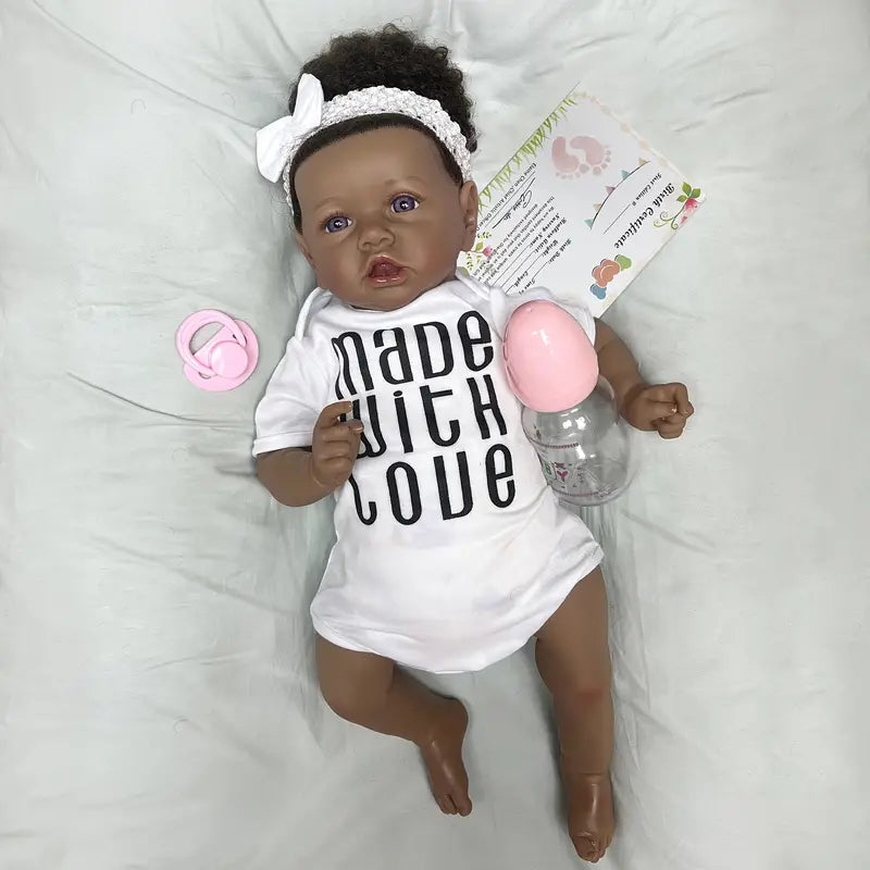 20inch African Skin Reborn Baby Dolls Cute Bebe Realistic Reborn Baby Doll Real Soft Touch For Kids Birthday Gift