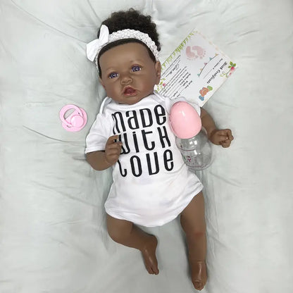 20inch African Skin Reborn Baby Dolls Cute Bebe Realistic Reborn Baby Doll Real Soft Touch For Kids Birthday Gift