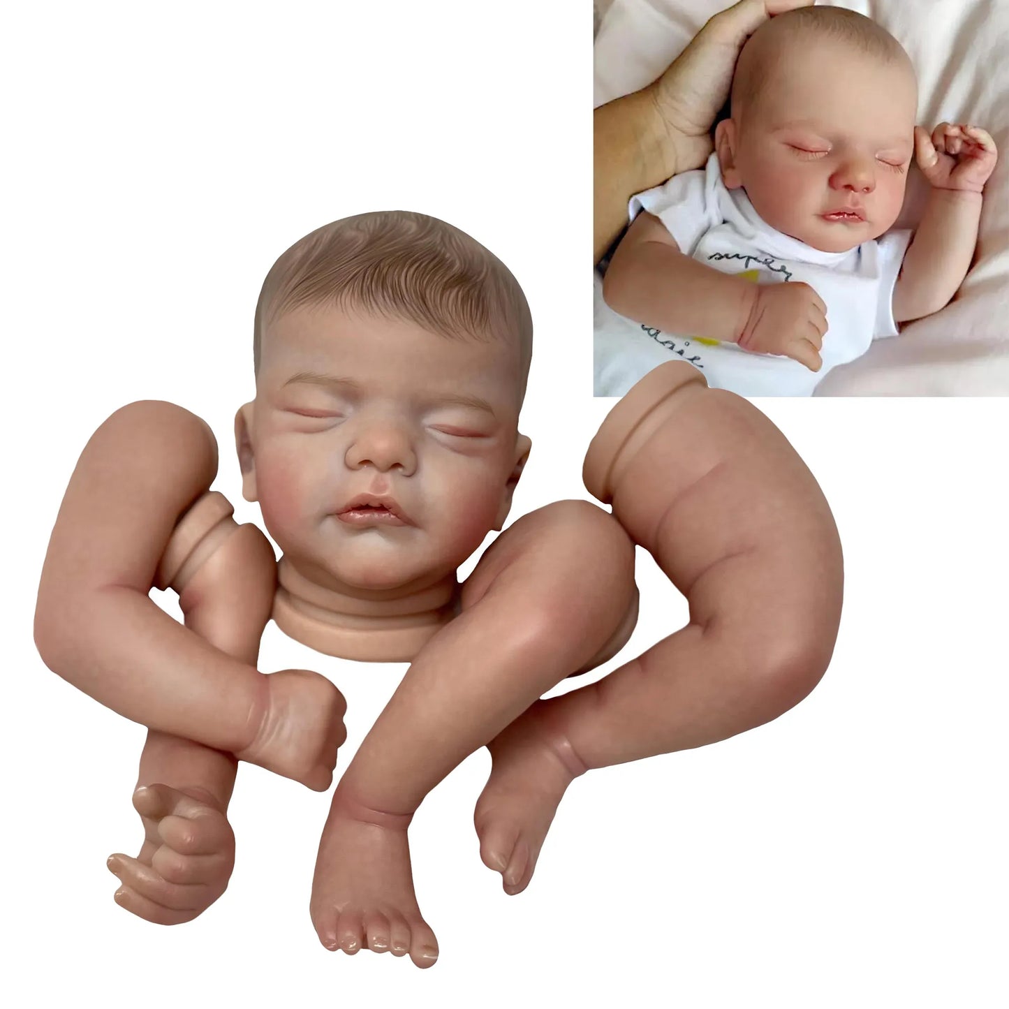 45CM Reborn Baby Dolls Kits Sam Handmade Painted/Genesis Artist Paint Unfinished Soft Vinyl Parts Lifelike Reborn Doll Kit Toy