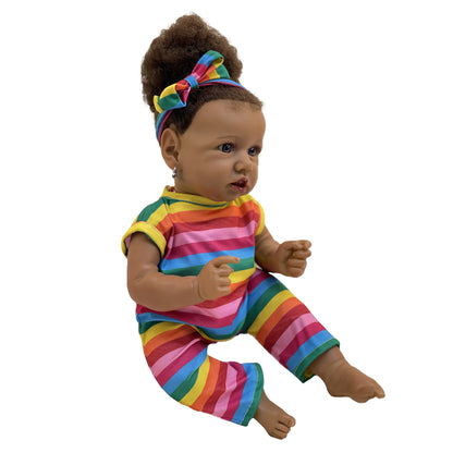 50cm African Saskia Bebe Reborn With Rooted Hair Handmade Soft Touch Feeling With 3D Painted Skin Lifelike Real Newborn Doll