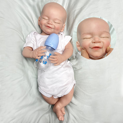 18 Inch/45cm Soft Silicone Reborn Doll - Perfect Gift for Kids: Smile Boy All Silicone Dolls with Genesis Oil Painted Newborn Baby Dolls