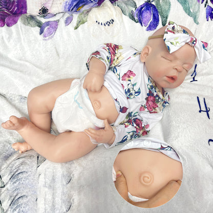 22 Inch/55cm All Silicone Big Sleeping Girl Reborn Doll - A Lifelike Full Body Soft Solid Silicone Newborn Baby Doll Perfect for Collection Gift Halloween/Thanksgiving Day/Christmas gift