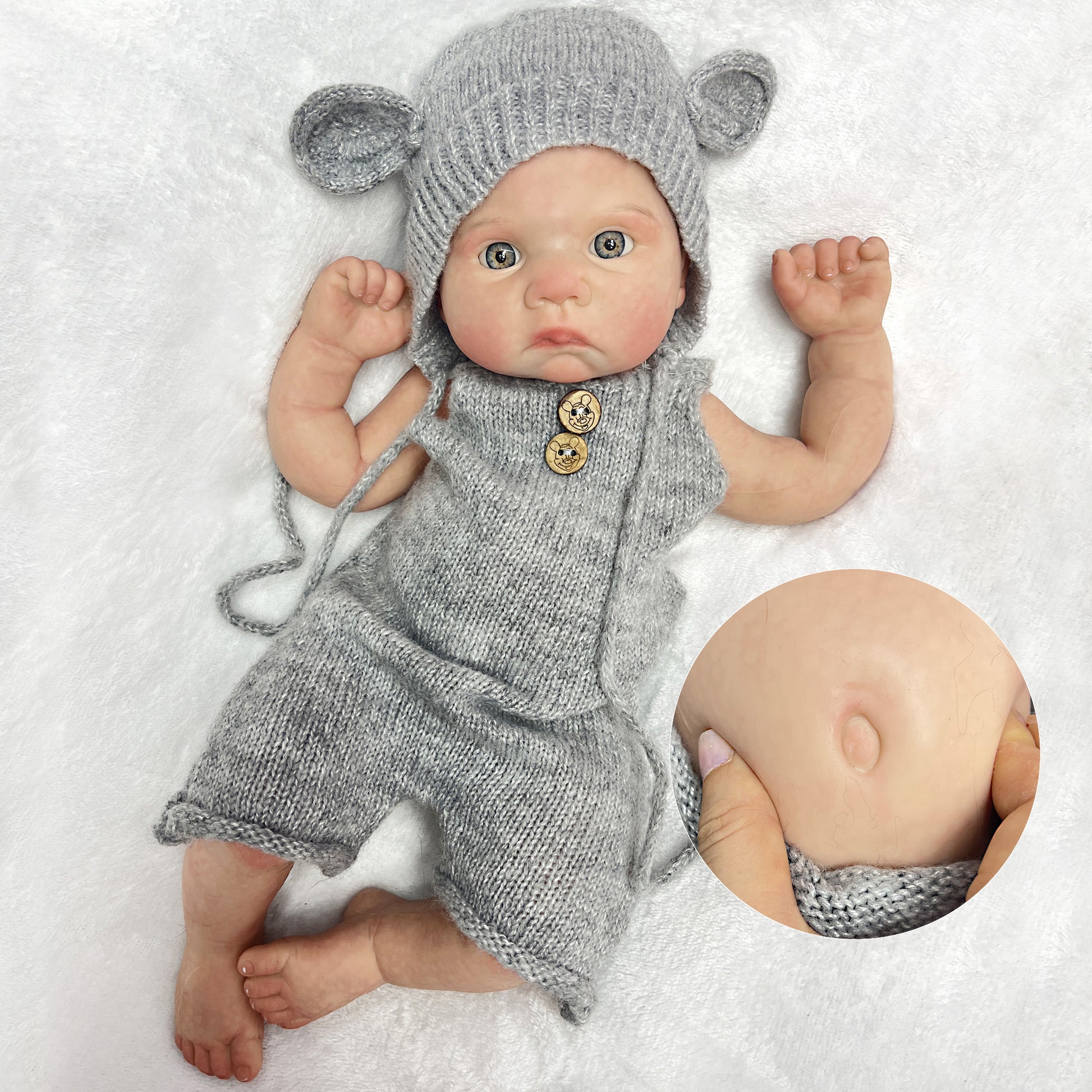 16 inch Full Body Soft Solid Silicone Bebe Reborn Boy 3D Painted Handmade Newborn Doll Boneca Reborn - Reborn With Love Baby Dolls Store