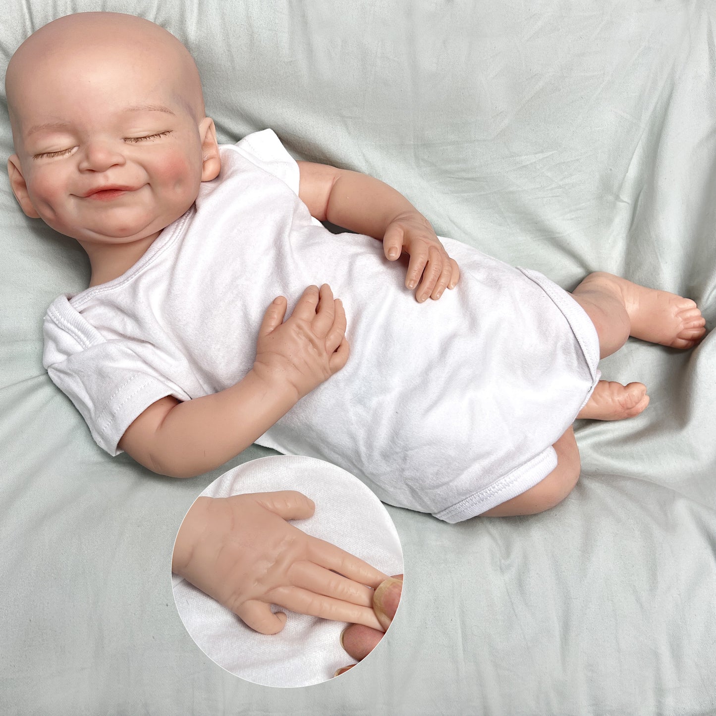 18 Inch/45cm Soft Silicone Reborn Doll - Perfect Gift for Kids: Smile Boy All Silicone Dolls with Genesis Oil Painted Newborn Baby Dolls