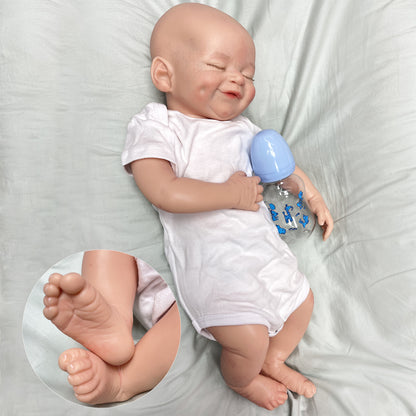 18 Inch/45cm Soft Silicone Reborn Doll - Perfect Gift for Kids: Smile Boy All Silicone Dolls with Genesis Oil Painted Newborn Baby Dolls