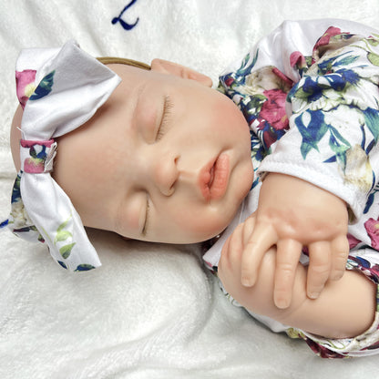 22 Inch/55cm All Silicone Big Sleeping Girl Reborn Doll - A Lifelike Full Body Soft Solid Silicone Newborn Baby Doll Perfect for Collection Gift Halloween/Thanksgiving Day/Christmas gift