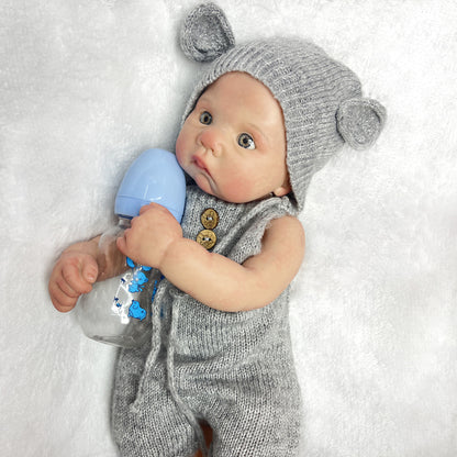 16 inch Full Body Soft Solid Silicone Bebe Reborn Boy 3D Painted Handmade Newborn Doll Boneca Reborn - Reborn With Love Baby Dolls Store