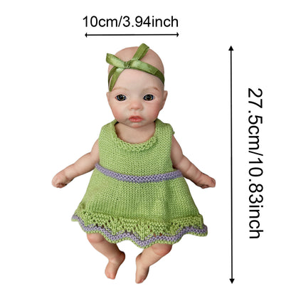 11 Inch Attractive Mini Size Reborn Doll Full Body Silicone With Hand-painted Skin