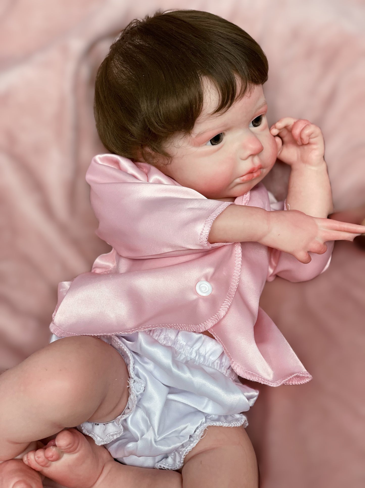 18 Inch Attractive Reborn Doll LouLou Full Solid Silicone Baby Hand-detailed Skin With Realistic Rooted Hair