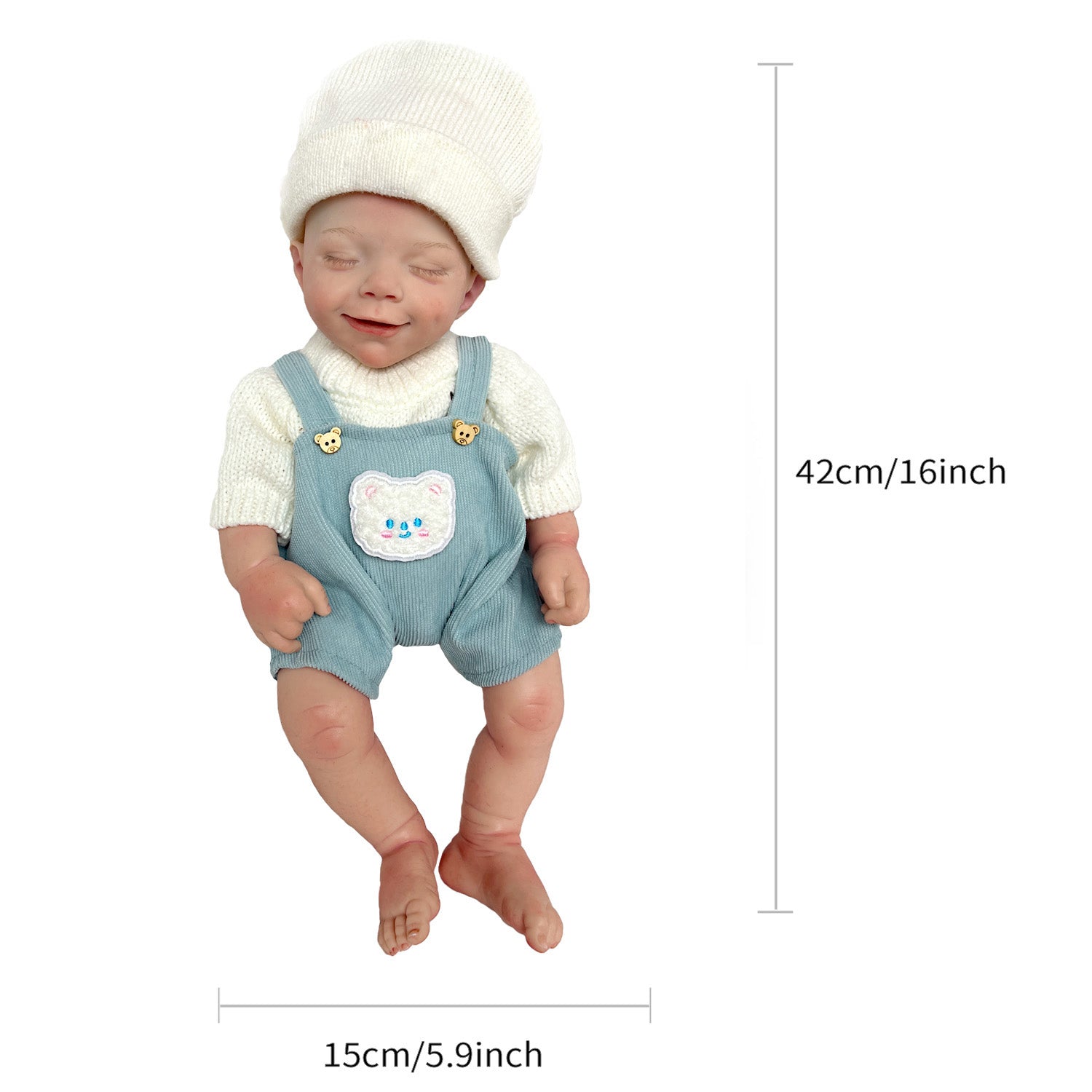 42cm April Whole Body Solid Silicone Bebe Reborn Boy With Rooted Hair Lifelike Reborn Doll Boneca Reborn Corpo De Silicone Doll - Reborn With Love Baby Dolls Store