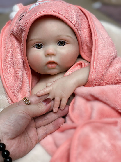 18 Inch Sweet Reborn Baby Waterproof Silicone Doll Hand-crafted Lifelike 3D Skin Toys