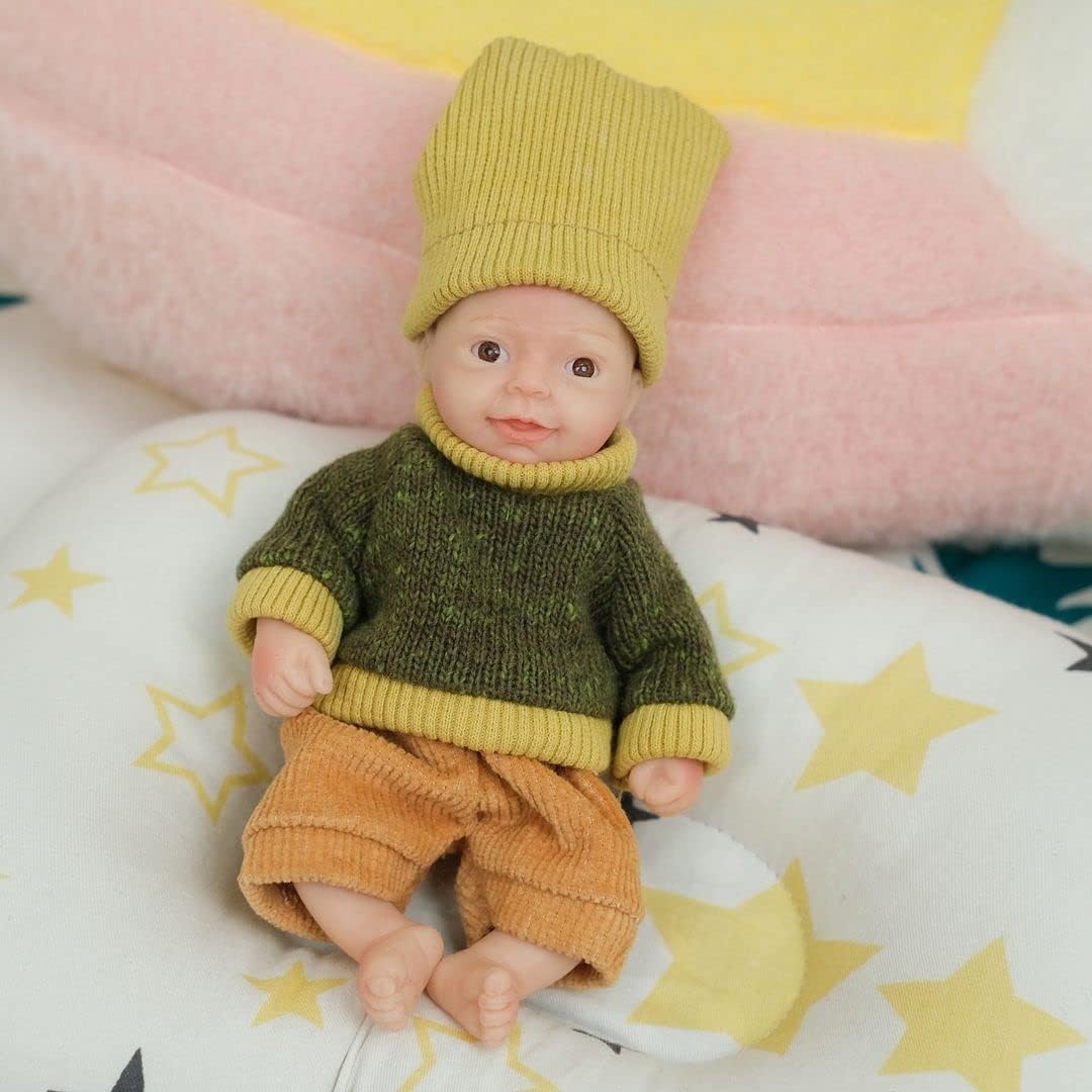 Lovely 6 Inch Palm Newborn Babies Full Body Silicone Boys Reborn Dolls Bebe Reborn Corpo De Silicone Yellow