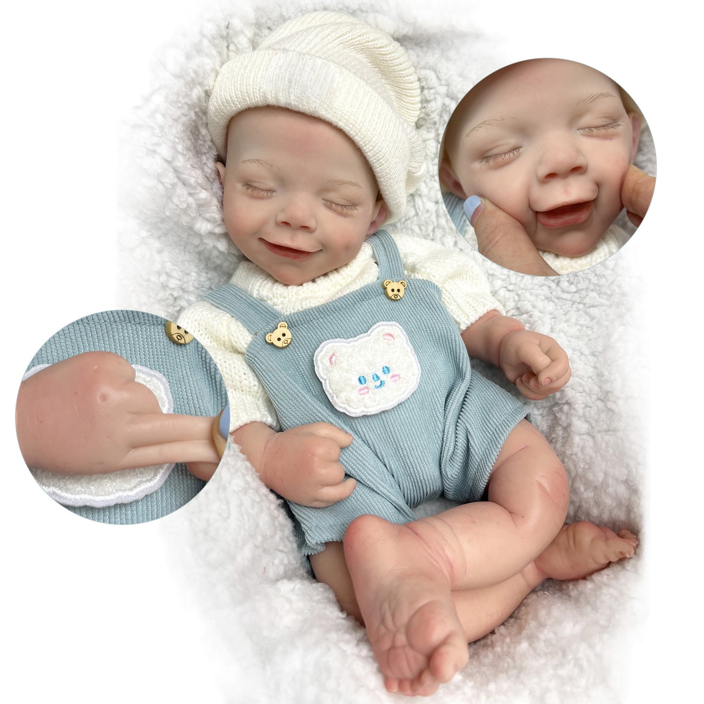 42cm April Whole Body Solid Silicone Bebe Reborn Boy With Rooted Hair Lifelike Reborn Doll Boneca Reborn Corpo De Silicone Doll - Reborn With Love Baby Dolls Store