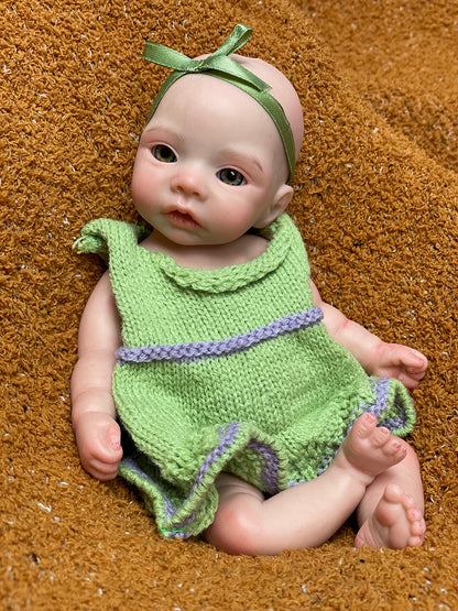 11 Inch Attractive Mini Size Reborn Doll Full Body Silicone With Hand-painted Skin