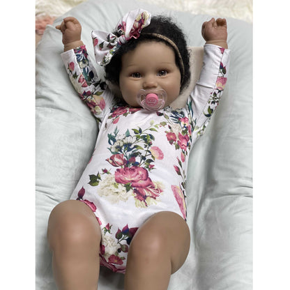 24inch 60cm Maddie Reborn Baby Doll Cloth body Git Toy Gift African Dark Skin