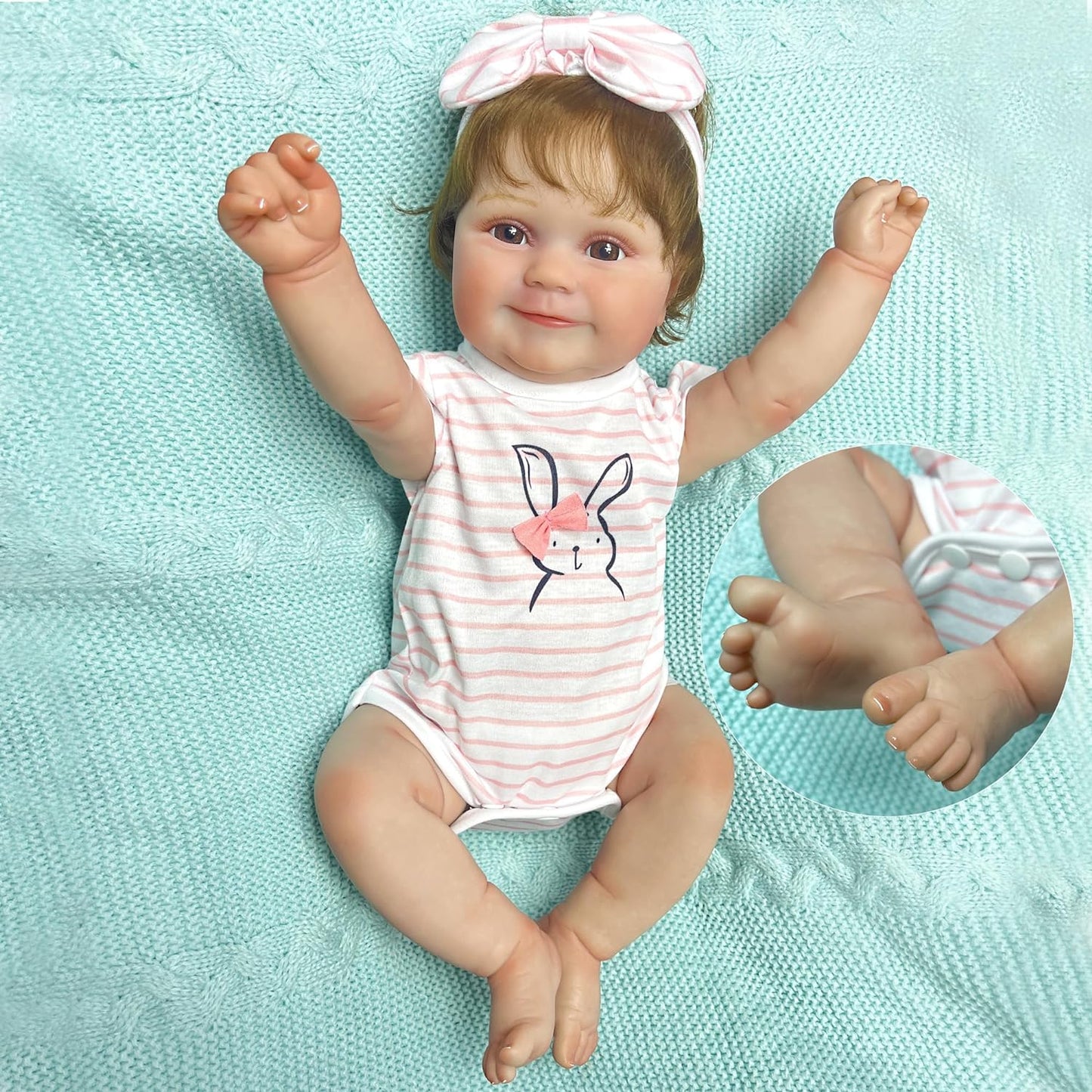 Reborn Baby Dolls, 20 Inch Full Vinyl Lifelike Realistic Newborn Baby Doll That Look Real Handmade Reality Doll Baby for Kids Gift