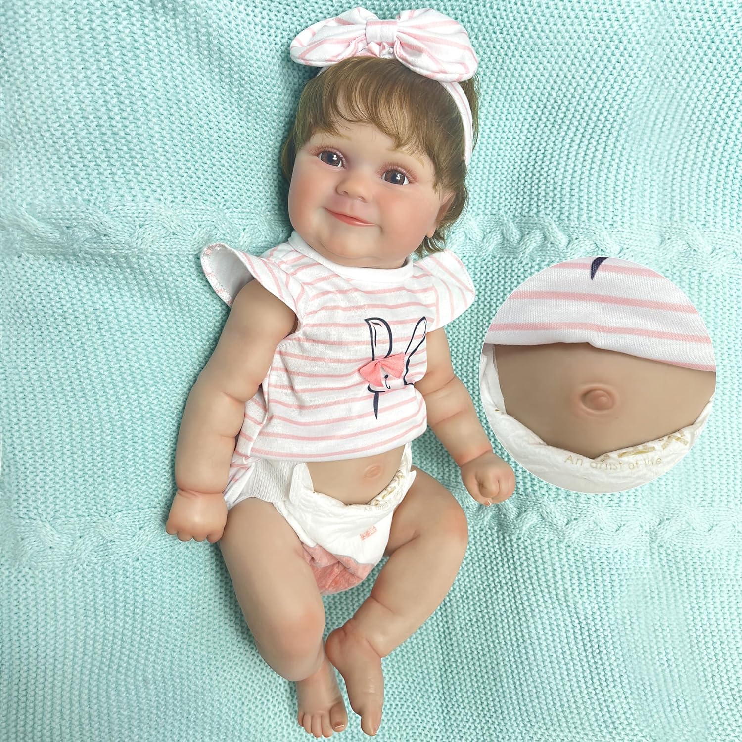 Reborn Baby Dolls, 20 Inch Full Vinyl Lifelike Realistic Newborn Baby Doll That Look Real Handmade Reality Doll Baby for Kids Gift