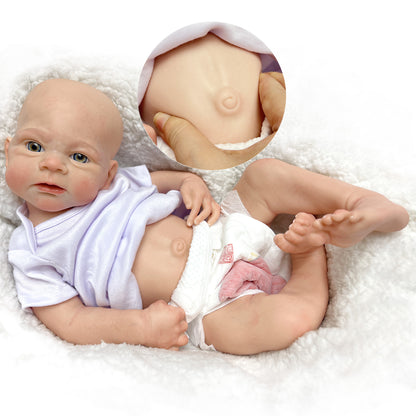 Whole Body Silicone Reborn Doll 45CM Girl Elijah Painted Handmade Soft Solid Baby Doll - Reborn With Love Baby Dolls Store