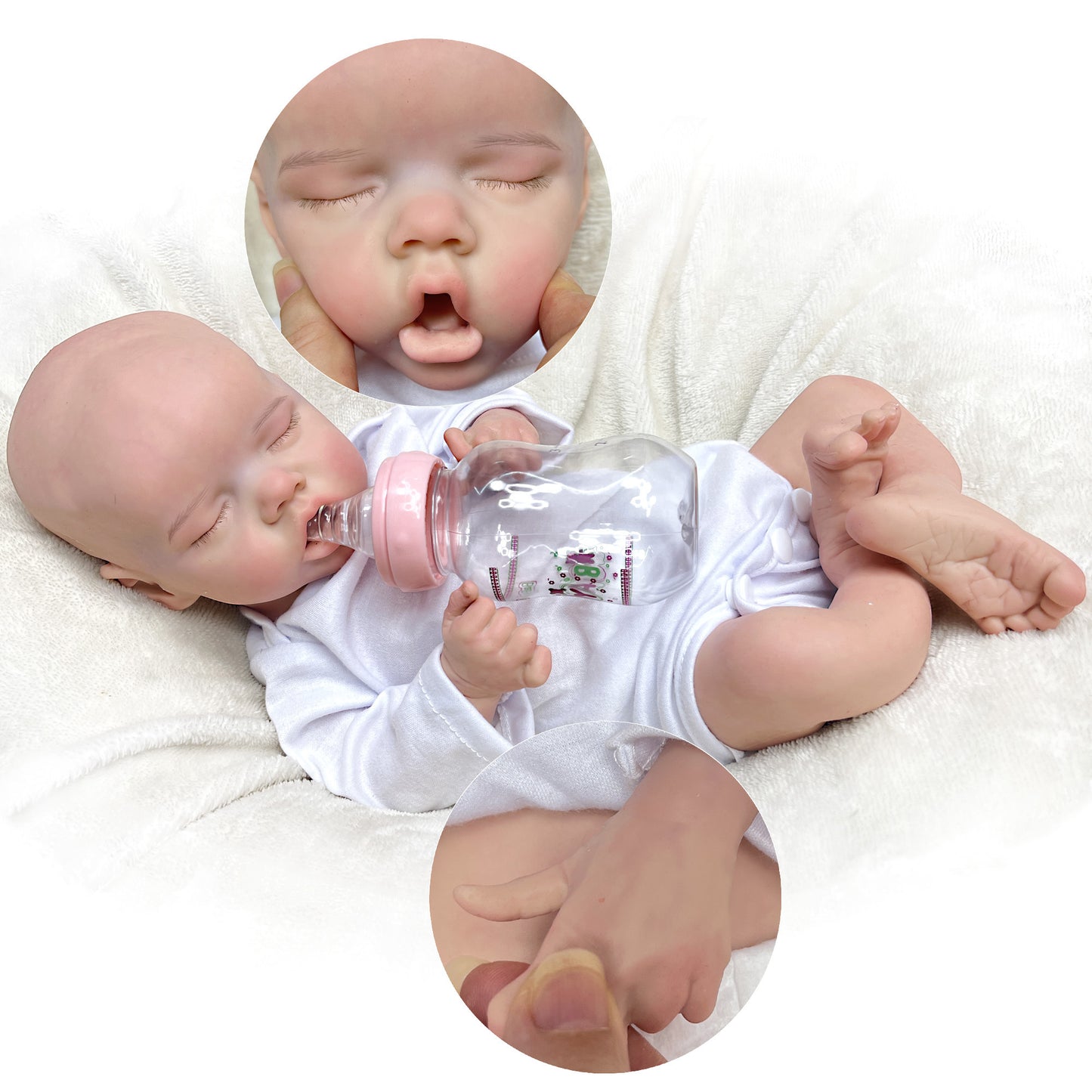 43CM Full Body Soft Solid Silicone Twins Bebe Reborn Girl 3D Painted Lifelike Real Dolls Boneca Reborn