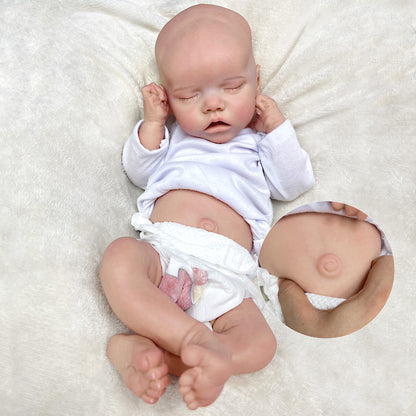 43CM Full Body Soft Solid Silicone Twins Bebe Reborn Girl 3D Painted Lifelike Real Dolls Boneca Reborn