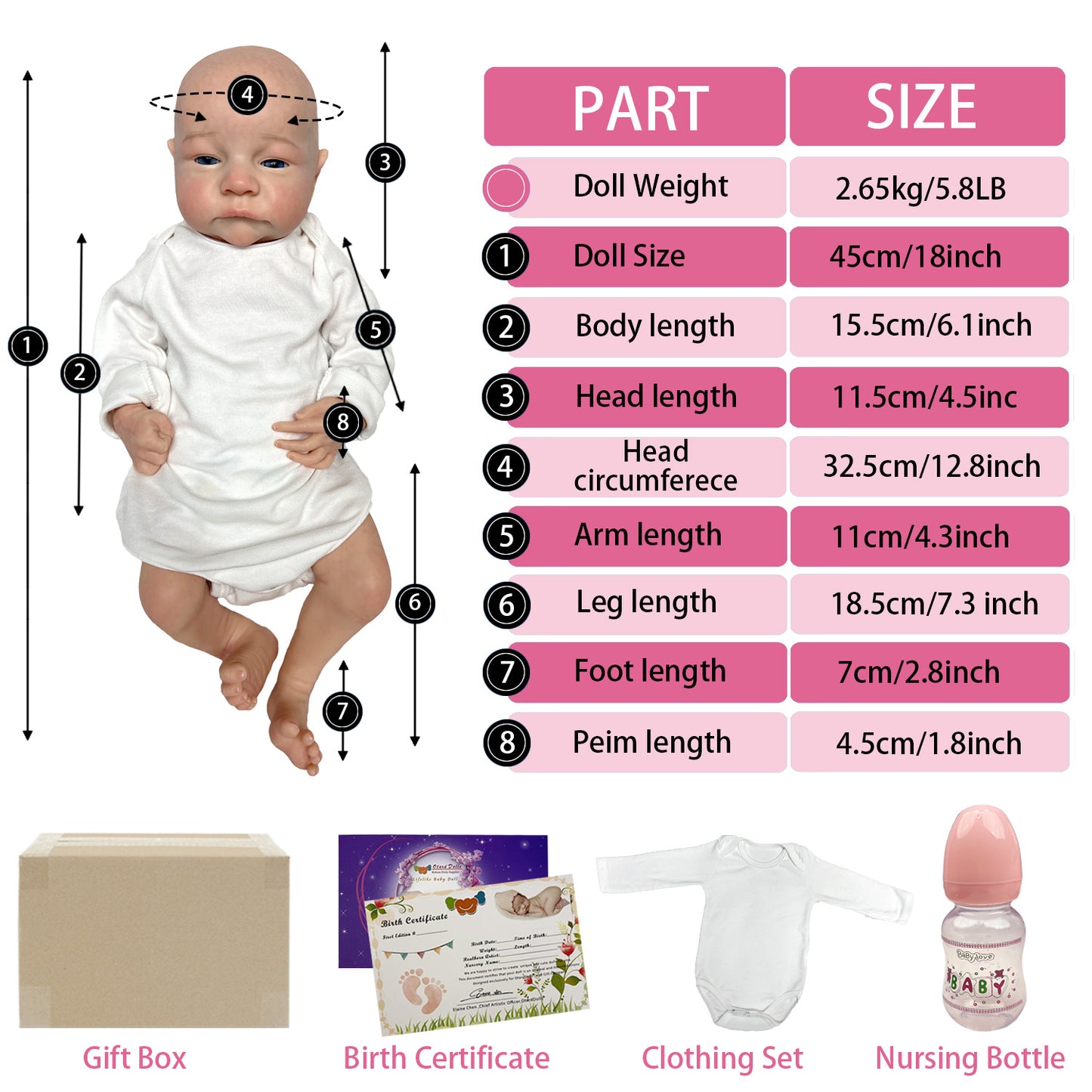 45CM Girl and Boy Levi Painted Full Body Soft Solid Silicone Reborn Dolls Handmade Baby Doll - Reborn With Love Baby Dolls Store