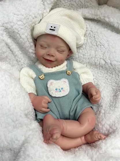 42cm April Whole Body Solid Silicone Bebe Reborn Boy With Rooted Hair Lifelike Reborn Doll Boneca Reborn Corpo De Silicone Doll - Reborn With Love Baby Dolls Store