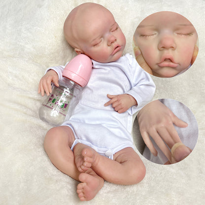 43CM Full Body Soft Solid Silicone Twins Bebe Reborn Girl 3D Painted Lifelike Real Dolls Boneca Reborn