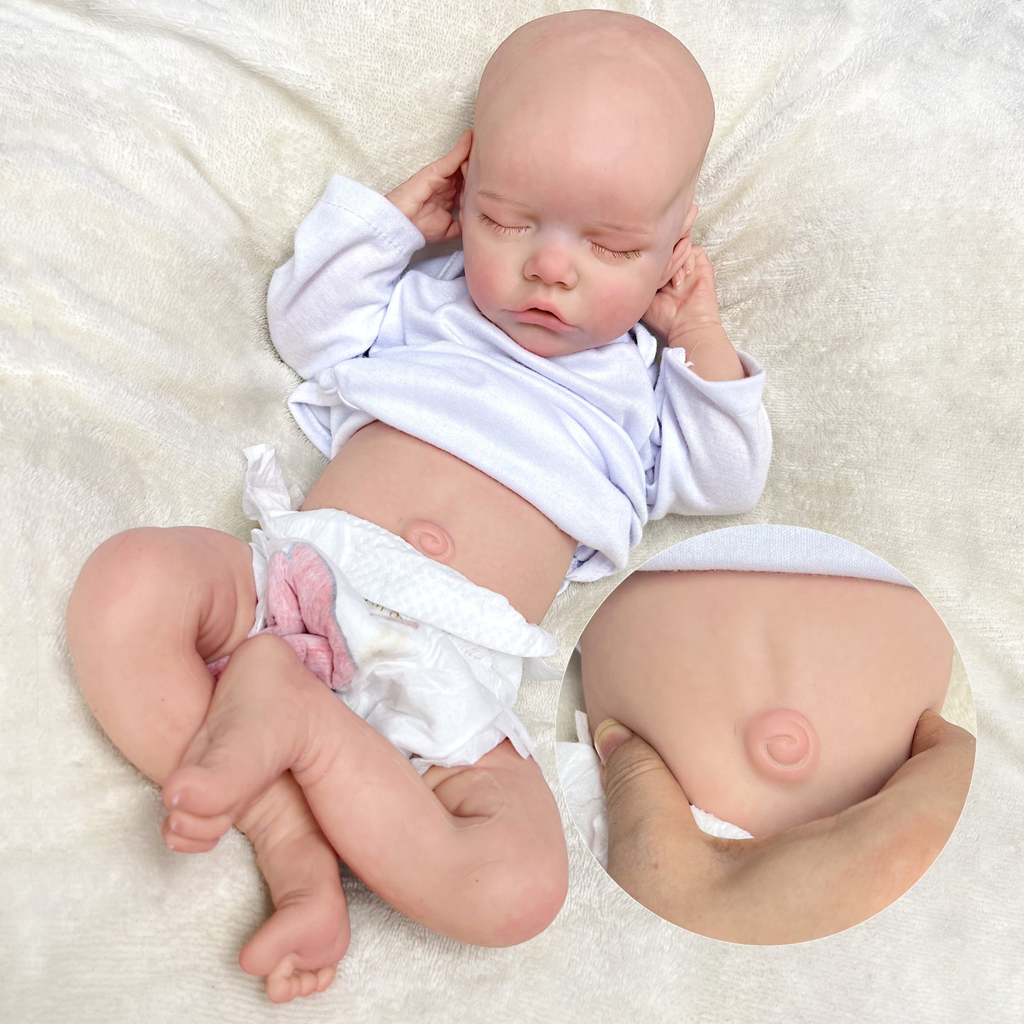 43CM Full Body Soft Solid Silicone Twins Bebe Reborn Girl 3D Painted Lifelike Real Dolls Boneca Reborn