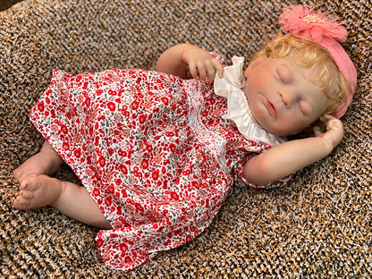 18 Inch Asleep Sweet Baby Girl Hand-drawn Details With Realistic Rooted Curly Hair Bonecas