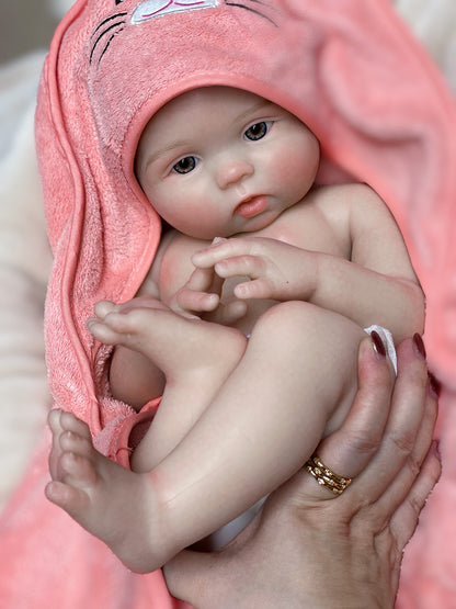 18 Inch Sweet Reborn Baby Waterproof Silicone Doll Hand-crafted Lifelike 3D Skin Toys