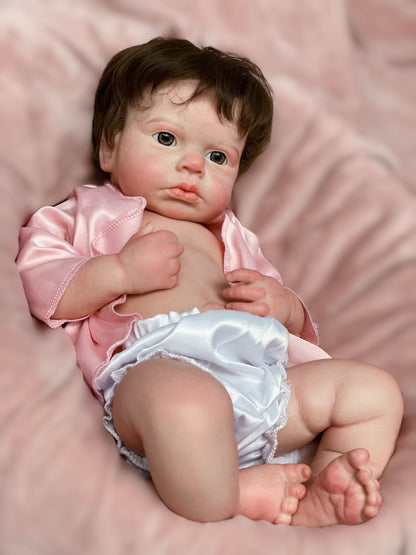 18 Inch Attractive Reborn Doll LouLou Full Solid Silicone Baby Hand-detailed Skin With Realistic Rooted Hair