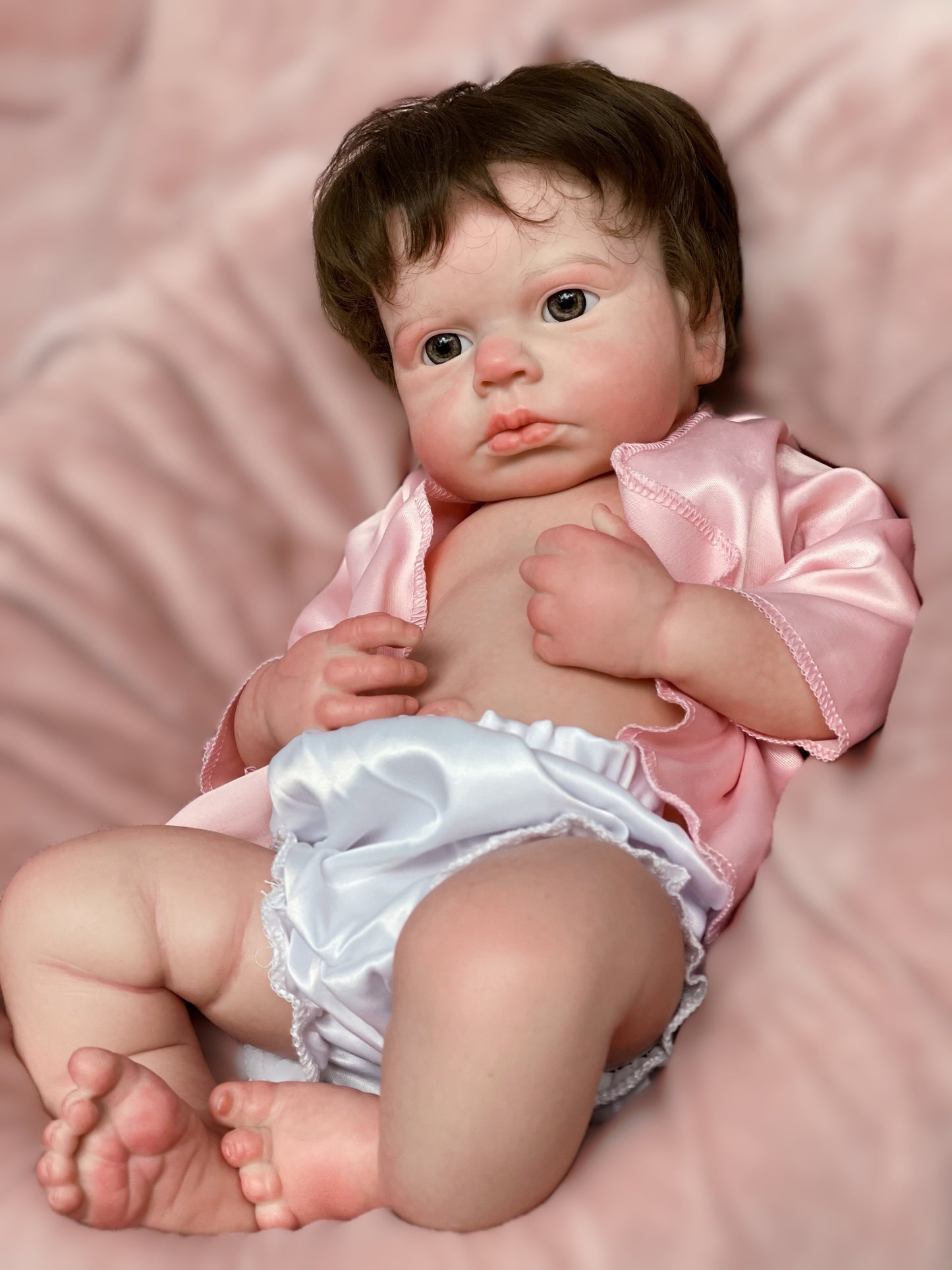 18 Inch Attractive Reborn Doll LouLou Full Solid Silicone Baby Hand-detailed Skin With Realistic Rooted Hair